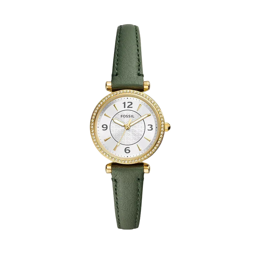 Fossil Carlie Women's 28mm Three-Hand Strap Watch - Silver Dial