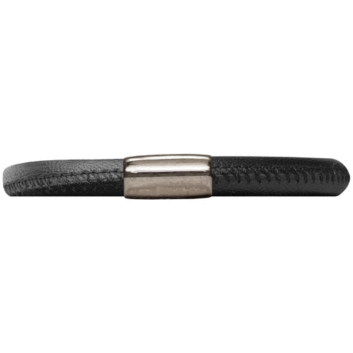 Endless Jewelry Single Leather Bracelet with Steel Clasp - Black