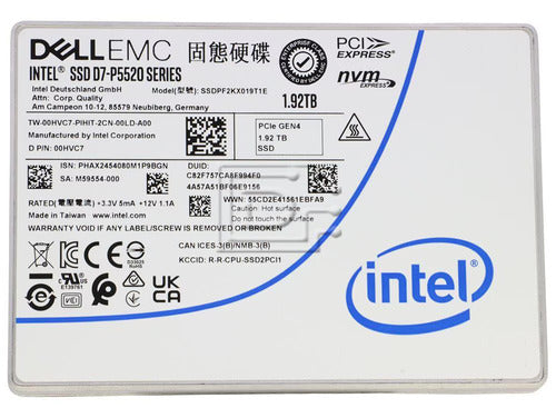 Dell 0HVC7 (Intel SSDPF2KX019T1E) D7-P5520 Series 1.92 TB