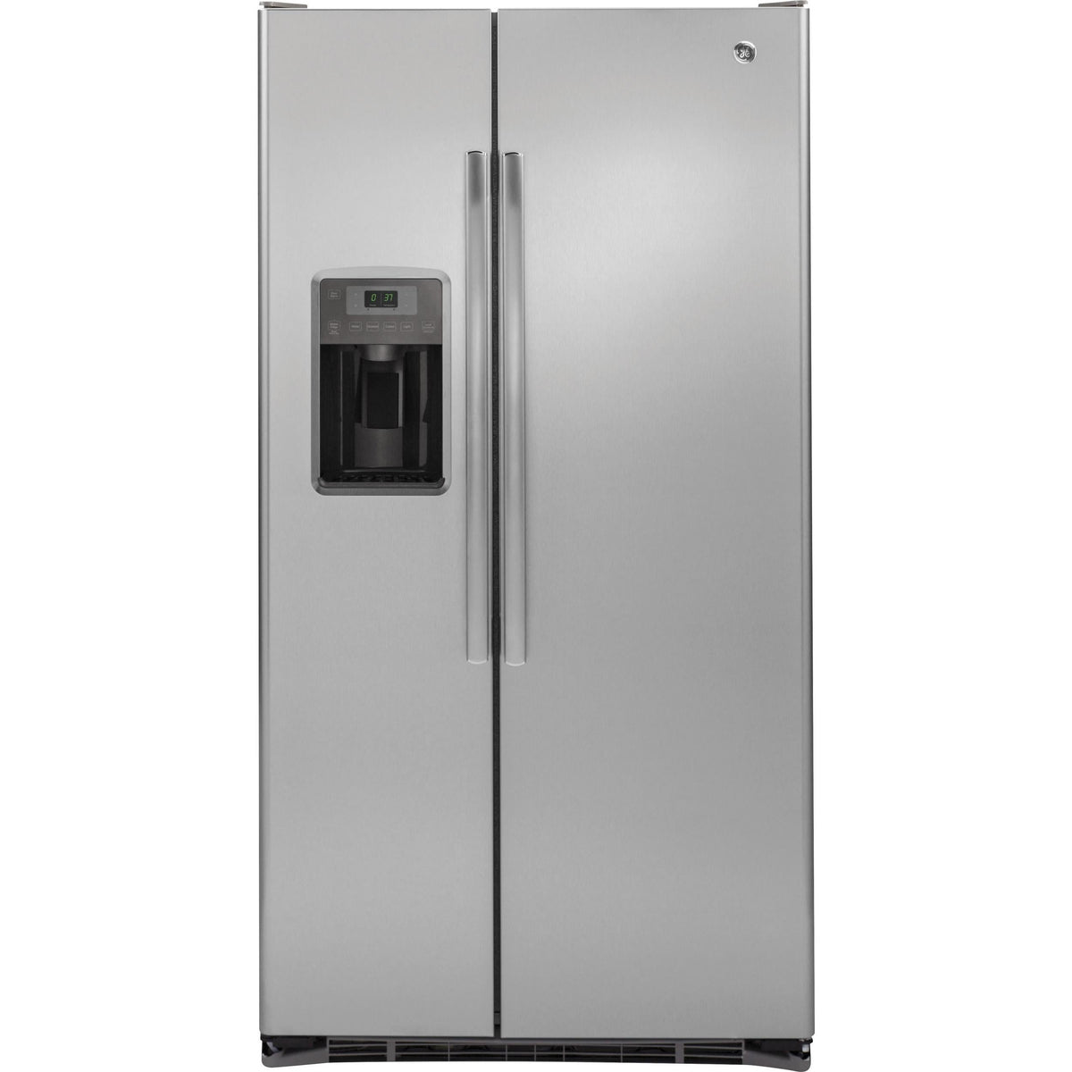 GE 36-inch, 21.9 cu. ft. Counter-Depth Side-by-Side Refrigerator with Ice and Water Dispenser GZS22DSJSS