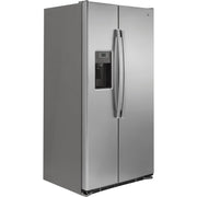 GE 36-inch, 21.9 cu. ft. Counter-Depth Side-by-Side Refrigerator with Ice and Water Dispenser GZS22DSJSS