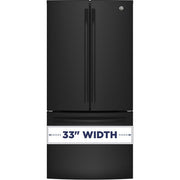 GE 33-inch, 24.8 cu. ft. French 3-Door Refrigerator with Ice and Water GNE25JGKBB