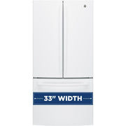 GE 33-inch, 24.8 cu. ft. French 3-Door Refrigerator with Ice and Water GNE25JGKWW