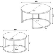 Lainey Round Nesting (2-Piece) Coffee Table by Coaster Furniture - Gray