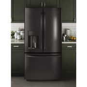 GE Profile 36-inch, 22.2 cu.ft. Counter-Depth French 3-Door Refrigerator with Water and Ice Dispensing System PYE22KBLTS