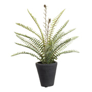 Allstate Floral 14" Soft-Touch Woodland Fern Leaf Artificial Plant with Cement Vase - Green/Gray