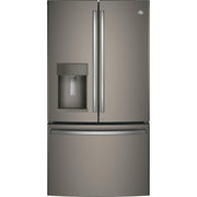 GE 36-inch, 27.8 cu.ft. Freestanding French 3-Door Refrigerator with Ice and Water Dispensing System GFE28GMKES
