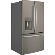 GE 36-inch, 27.8 cu.ft. Freestanding French 3-Door Refrigerator with Ice and Water Dispensing System GFE28GMKES