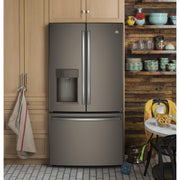 GE 36-inch, 27.8 cu.ft. Freestanding French 3-Door Refrigerator with Ice and Water Dispensing System GFE28GMKES