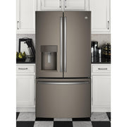 GE 36-inch, 27.8 cu.ft. Freestanding French 3-Door Refrigerator with Ice and Water Dispensing System GFE28GMKES