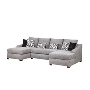Melbourne Dual Chaise Sectional Sofa with 6 Pillows by Arely Furniture - Gray