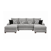 Melbourne Dual Chaise Sectional Sofa with 6 Pillows by Arely Furniture - Gray