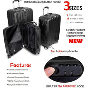 Deco Gear Travel Elite Series 3 Pc Hardside Spinner Luggage Set Black Open Box