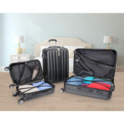 Deco Gear Travel Elite Series 3 Pc Hardside Spinner Luggage Set Black Open Box