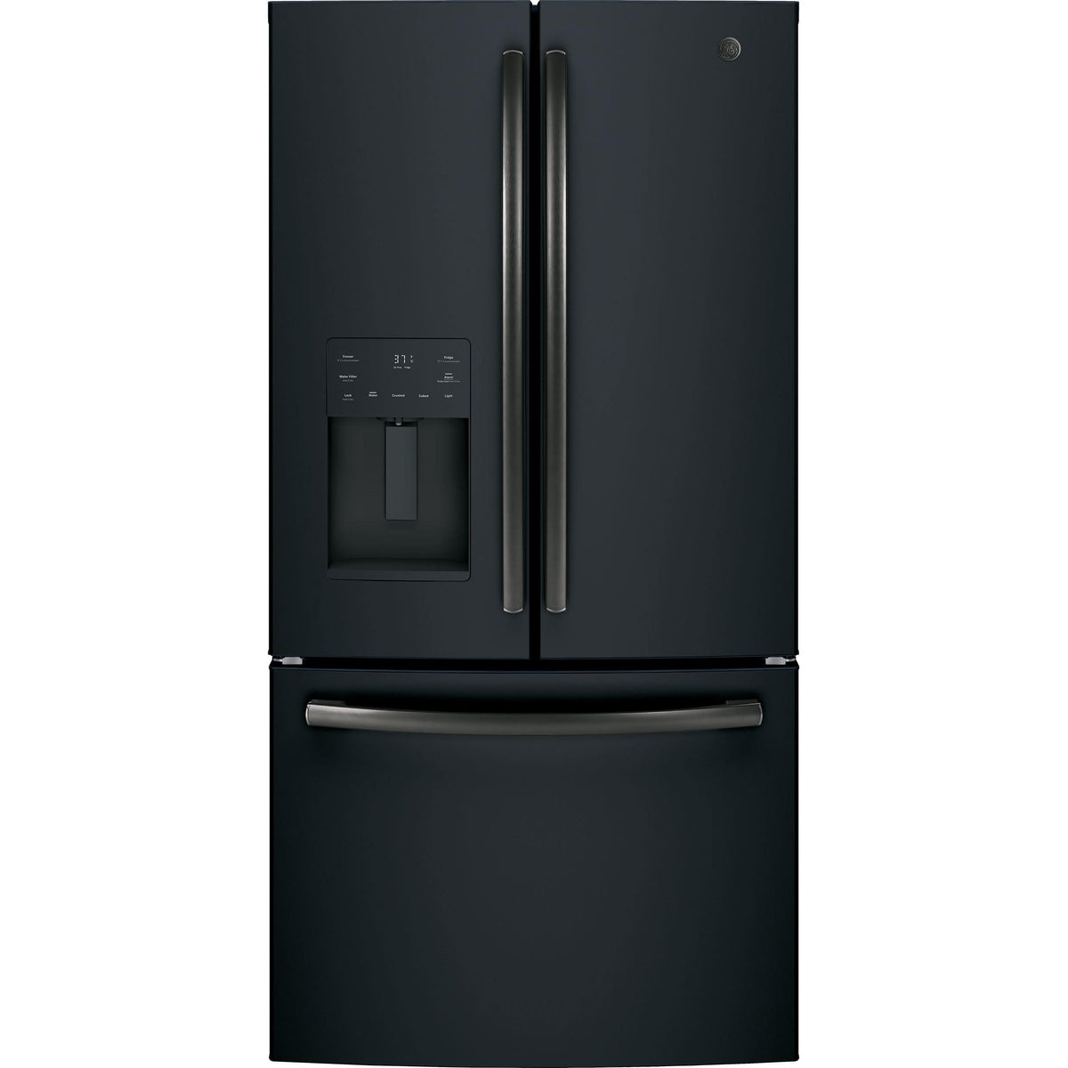 GE 36-inch, 25.6 cu.ft. Freestanding French 3-Door Refrigerator with Multiflow Air System GFE26JEMDS