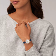 Fossil Carlie Women's 28mm Three-Hand Strap Watch - Silver Dial