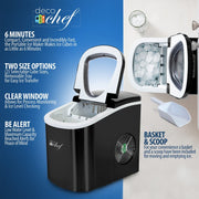 Deco Chef Black Compact Electric Ice Maker | (IMBLK) | Top Load | 26 Lbs Per Day