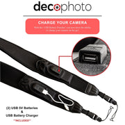 Deco Photo Camera Power Strap Battery Charger w/ 2x 2600mAh Banks Non Slip Grip - Universal