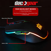 Deco Gear Wired Gaming Mouse - 800-5000 DPI Adjustable - 11 RGB Modes - DGGMOUS