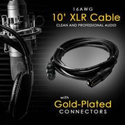 Deco Gear XLR 10' Male to XLR Female 16AWG Gold Plated Cable