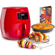 Deco Chef Digital 5.8QT Electric Air Fryer - Healthier & Faster Cooking - Red