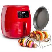Deco Chef Digital 5.8QT Electric Air Fryer - Healthier & Faster Cooking - Red