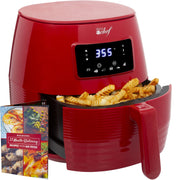 Deco Chef Digital 5.8QT Electric Air Fryer - Healthier & Faster Cooking - Red