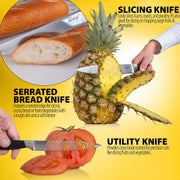 Deco Chef Gourmet 12 Piece Stainless Steel Knife Set with Storage Block - Full Tang Design