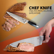 Deco Chef Gourmet 12 Piece Stainless Steel Knife Set with Storage Block - Full Tang Design