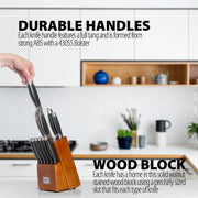 Deco Chef Gourmet 12 Piece Stainless Steel Knife Set with Storage Block - Full Tang Design