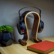 Deco Gear Wood Headphone Display Stand Secure Tabletop Holder / Gaming Headset Hanger