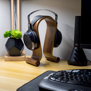 Deco Gear Wood Headphone Display Stand Secure Tabletop Holder / Gaming Headset Hanger