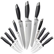 Deco Chef Gourmet 12 Piece Stainless Steel Knife Set with Storage Block - Full Tang Design