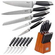 Deco Chef Gourmet 12 Piece Stainless Steel Knife Set with Storage Block - Full Tang Design