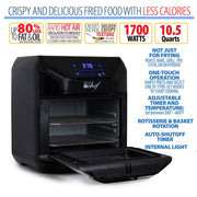 Deco Chef 7-in-1 Digital 10.5QT Air Fryer Convection Oven with Simple Touch Display, Black