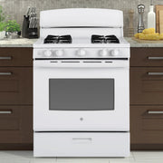 GE JGBS30DEKWW 4.8 cu.ft. 30" Freestanding Gas Range with 4 Sealed Burners - White