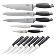 Deco Chef Gourmet 12 Piece Stainless Steel Knife Set with Storage Block - Full Tang Design