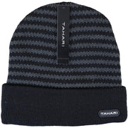 Tahari 2x Cuffed Knit Winter Beanie Ski Hat Insulated With Faux Fur(Unisex)(Black&Navy)