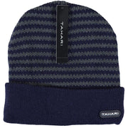 Tahari 2x Cuffed Knit Winter Beanie Ski Hat Insulated With Faux Fur(Unisex)(Black&Navy)