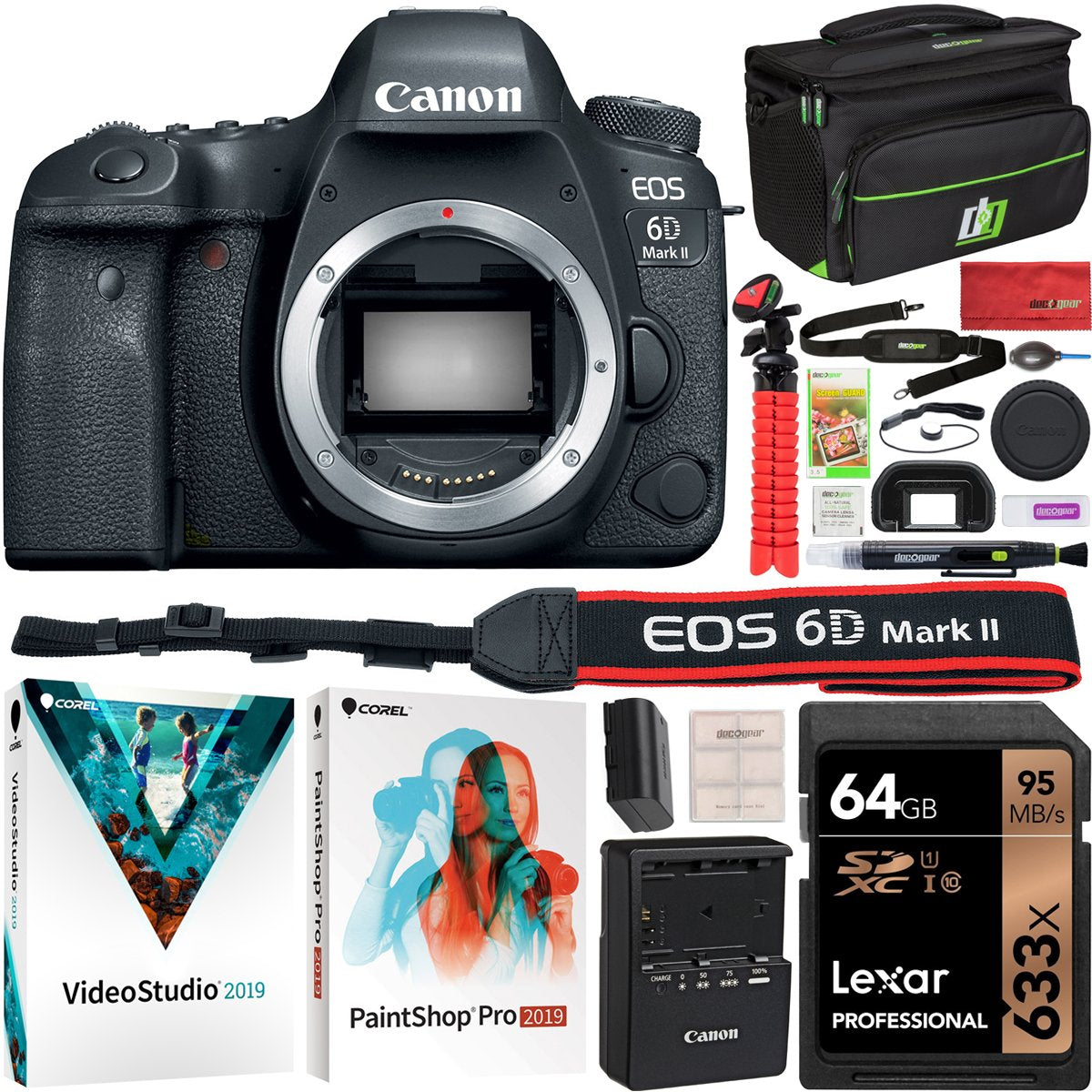 Canon EOS 6D Mark II MK 2 DSLR Digital SLR Camera Body Photo Video Accessories Bundle