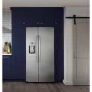 GE 36-inch, 21.8 cu.ft. Counter-Depth Side-by-Side Refrigerator with Water and Ice Dispensing System GZS22IYNFS