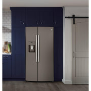 GE 36-inch, 25.1 cu.ft. Freestanding Side-by-Side Refrigerator with Water and Ice Dispensing System GSS25IMNES