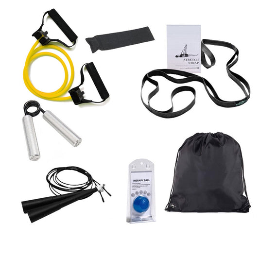 Deco Gear Home Gym 7-Piece Fitness Kit Resistance Training, Stretching Set, Grip Enhancers