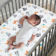 Bedtime Originals Mighty Jungle Animals Baby Fitted Crib Sheet - Multicolor