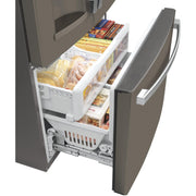 GE 36-inch, 22.1 cu.ft. Counter-Depth French 3-Door Refrigerator with external water and ice dispensing system GYE22GMNES