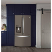 GE 36-inch, 22.1 cu.ft. Counter-Depth French 3-Door Refrigerator with external water and ice dispensing system GYE22GMNES