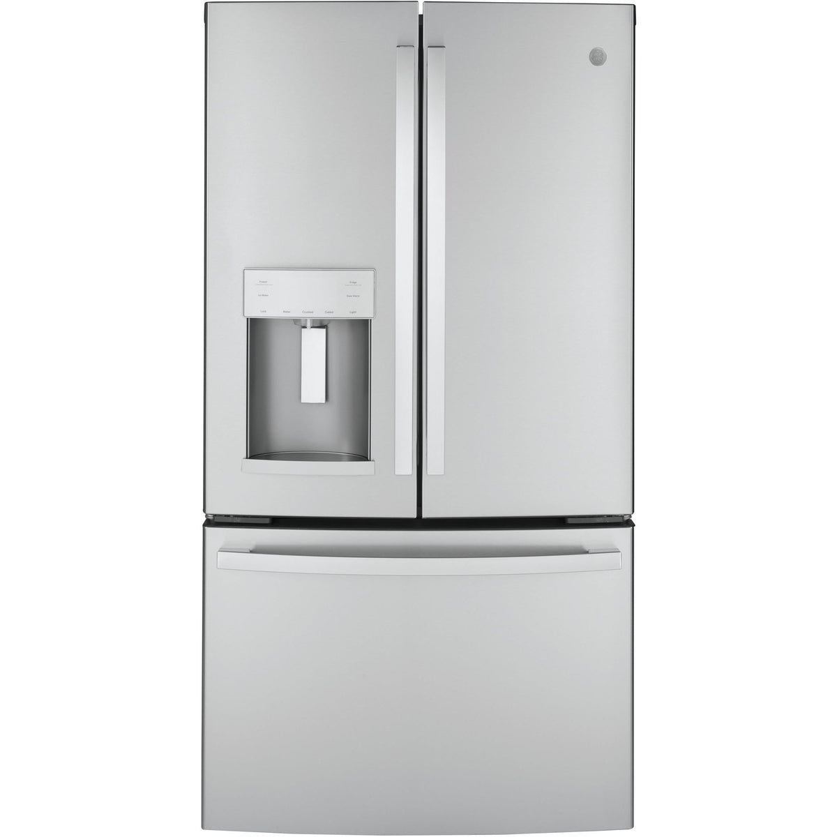 GE 36-inch, 22.1 cu.ft. Counter-Depth French 3-Door Refrigerator with external water and ice dispensing system GYE22GYNFS