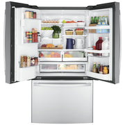 GE 36-inch, 22.1 cu.ft. Counter-Depth French 3-Door Refrigerator with external water and ice dispensing system GYE22GYNFS