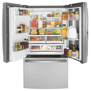 GE Profile 36-inch, 22.1 cu.ft. Counter-Depth French 3-Door Refrigerator with External Water and Ice Dispensing System PYD22KYNFS