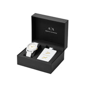 Armani Exchange Women's 40mm Quartz Strap Watch with Luggage Tag - White